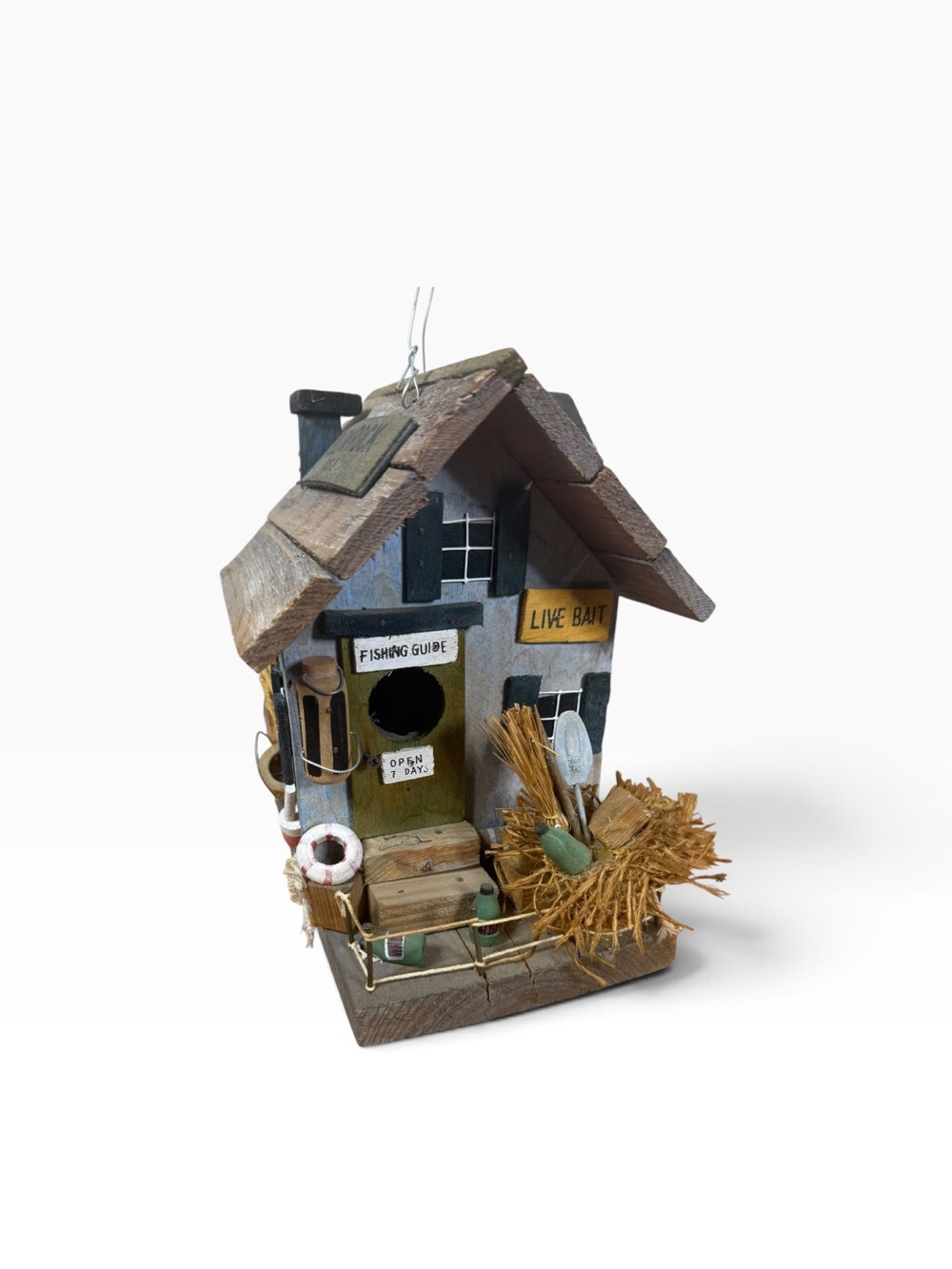 Rustic Coastal Fishing Bait House Birdhouse